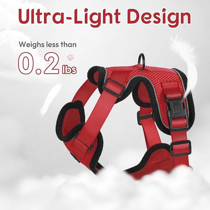 Dooradar Cat Harness and Leash Set, Escape Proof Safe Adjustable Kitten Vest Harnesses for Walking, Easy Control Soft Breathable Mesh Jacket with Reflective Strips for Cats, Red, S