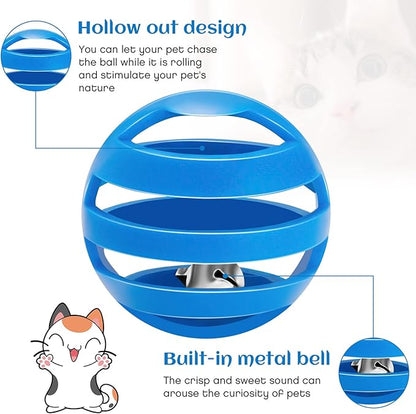 Kasyat 21 Pieces Plastic Cat Balls with Bells Bulk Inside Kitten Chase Toys Lattice Pounce Rattle Ball with Black Plush Drawstring Bag for Cat Exercise and Play Indoor