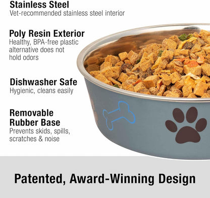 Loving Pets Bella Dog Bowls- Stainless Steel Dog & Cat Bowls - Spill Proof Dog Food Bowl, Cat Bowl, Puppy Essentials & Pet Supplies Great for Home & Travel (Medium 20-35 lbs, Blueberry)