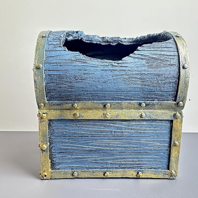 Bearded Dragon Tank Accessories, Fish Tank Decoration, Resin Accessories, for Betta Fish & Shrimp,Improvement Your Fish Tank Overall Aesthetic Dragons Decoration (Treasure Chest)