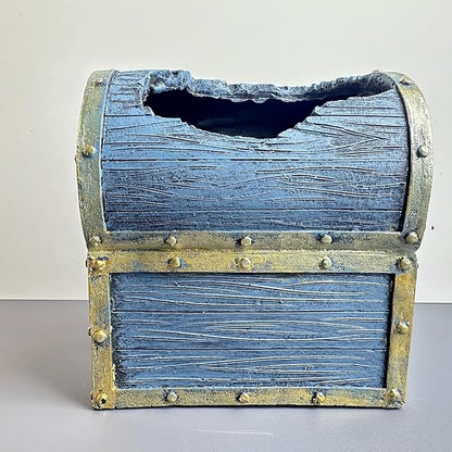 Bearded Dragon Tank Accessories, Fish Tank Decoration, Resin Accessories, for Betta Fish & Shrimp,Improvement Your Fish Tank Overall Aesthetic Dragons Decoration (Treasure Chest)