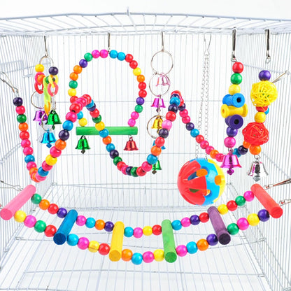 Bird Swing Standing Chewing Training Hanging Toy Hammock Climbing Ladder Drawbridge Birdie Perches Platform for Conure,Cockatiel,Mynah,Love Birds,Finches,Budgerigar,Pigeon