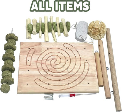 kathson Wooden Rabbit Toys Scratching Pad Bunny Chew Toys for Small Animal Rabbits Guinea Pigs Chinchilla Hamsters