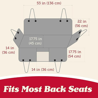 Lusso Gear Dog Car Seat Cover for Back Seat - 100% Waterproof Dog Hammock - Padded Headrest and Mesh Window - Passenger Compatible Rear Car Seat Cover - Fits Trucks, SUVs, Cars