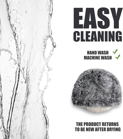 ShinHye Plush Fluffy Hooded Cat Bed Cave, Cozy for Indoor Cats or Small Dogs - Waterproof, Washable, 2626inch, Grey