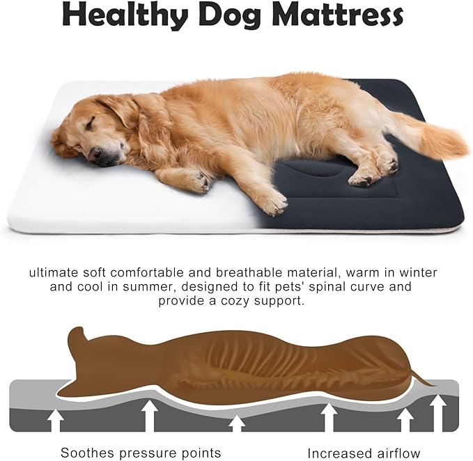 JoicyCo Extra Large Dog Bed Soft Dog Crate Pad Mat 48 in Non-Slip Bottom Washable Dog Sleeping Mattress Pet Beds Cat Bed Kennel Pad, Dark Gray