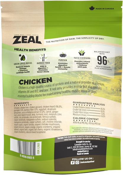 ZEAL Canada Air-Dried Chicken Recipe for Dogs - High Protein, Natural Superfoods, Nutrient Rich, No Fillers, Grain Free, Complete & Balanced (Chicken, 5 oz)