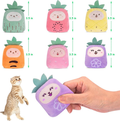 6 Pack Cat Toys Pineapple, Catnip Kitten Toys for Indoor Cats Kitty, Interactive Cat Nip Chew Kicker Toy for All Pet Breed