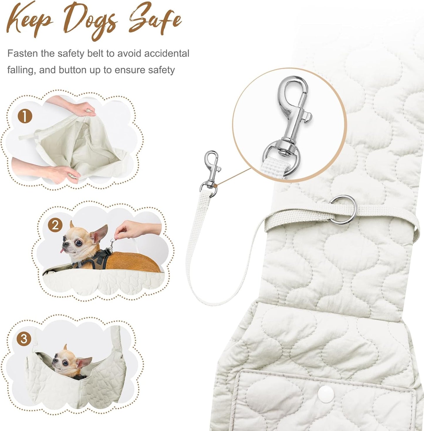 Dog Sling for Small Dogs, Front Dog Sling Carrier, Padded Adjustable Pet Soft Carrier with Adjustable Shoulder Strap, Travel Safety Harness Machine Washable for Small Cats Puppy Outdoor