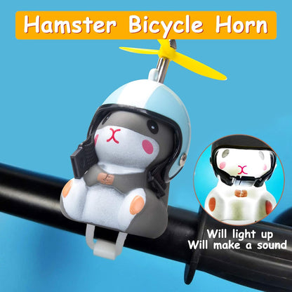 Wonuu Duck Bike Bell with Light and Helmet Cute Hamster Bicycle Horn, Dashboard Decoration, Rubber Duck Toy