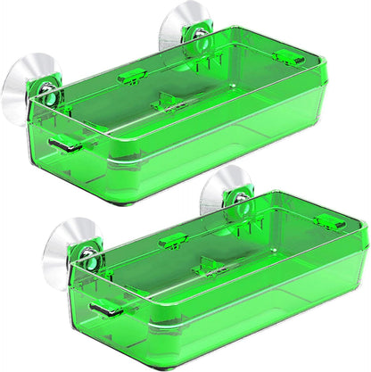 Tfwadmx 2 Pcs Reptile Feeder Chameleon Bowl Water Dish with Suction Cup Gecko Worm Feeder Anti-Escape Chameleon Supplies Accessories for Iguana Lizard Bearded Dragon Snakes （Green,L）