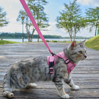 Cat Harness and Leash Set Escape Proof Tactical Extra Large Kitten Harness Emotional Support Cat Vest, Pink, XXL