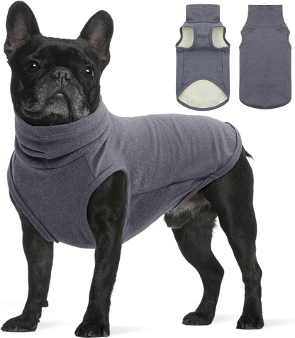 ROZKITCH Dog Sweaters Soft Fleece Pullover Sweatshirt Pajamas, Turtleneck Warm Pet Cold Weather Jacket Stretchy Vest Jumpsuit Apparel Outfit Clothes for Small Medium Large Dogs Walking Sleep Grey M