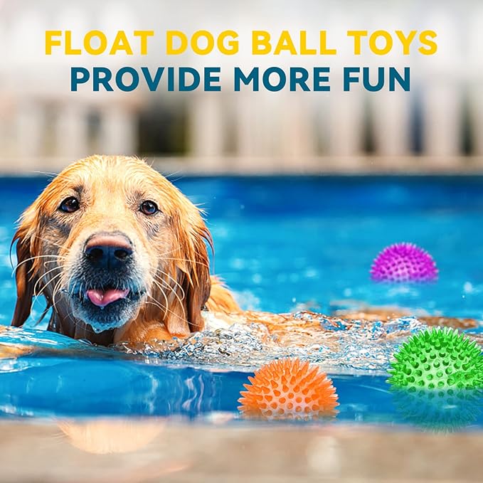 3.5” Large Dog Toys Ball, 6 Pack Squeaky oys, Durable for Aggressive Chewers, Spiky Ball for Clean Teeth and Training, Fetch Toys for Large Dogs, for Puppy Chew and Teething