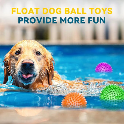 3.5” Large Dog Toys Ball, 6 Pack Squeaky oys, Durable for Aggressive Chewers, Spiky Ball for Clean Teeth and Training, Fetch Toys for Large Dogs, for Puppy Chew and Teething