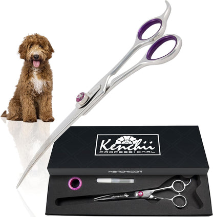 Kenchii Scorpion 7 Inch, Curved Grooming Scissors for Dogs and Pets - Premium Steel Scissors for Dog Grooming - Dog Shears Pet Grooming Accessories - Pet Hair Trimming Scissor