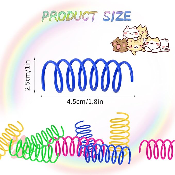 Cat Spring Toys, 120 Pack Creative Toy Plastic Colorful Kitten Spiral Spring Cat Plastic Coil Interactive Toy for Swatting, Biting, Hunting