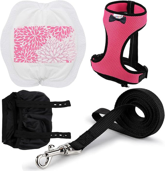 Adjustable Chicken Harness Diaper (5.4ft Leash) – Breathable & Washable Secure Training for Hens, Ducks & Chicks | Outdoor Walking & Discipline Solution (Months, Pink)