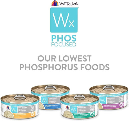 Weruva Wx Phos Focused Gravy and Pate Formulas 5.5oz Can Variety Pack, Pack of 12
