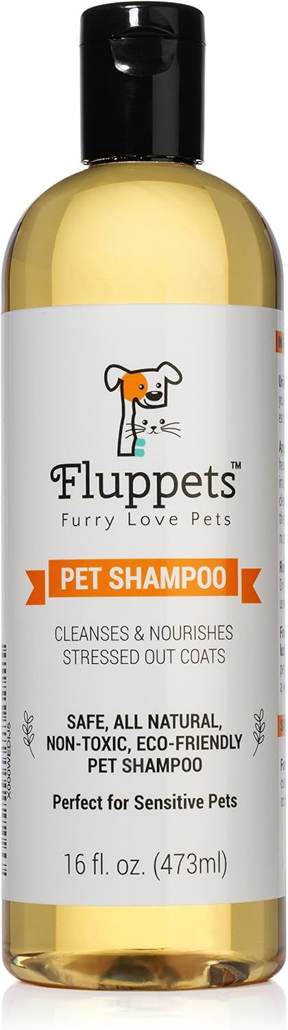 Certified Organic Pet Shampoo Natural Hypoallergenic Non Toxic For Sensitive Itchy Skin For Dogs, Cats, Puppies, Guinea Pigs and Rabbits. Concentrated Formula 16 Ounce