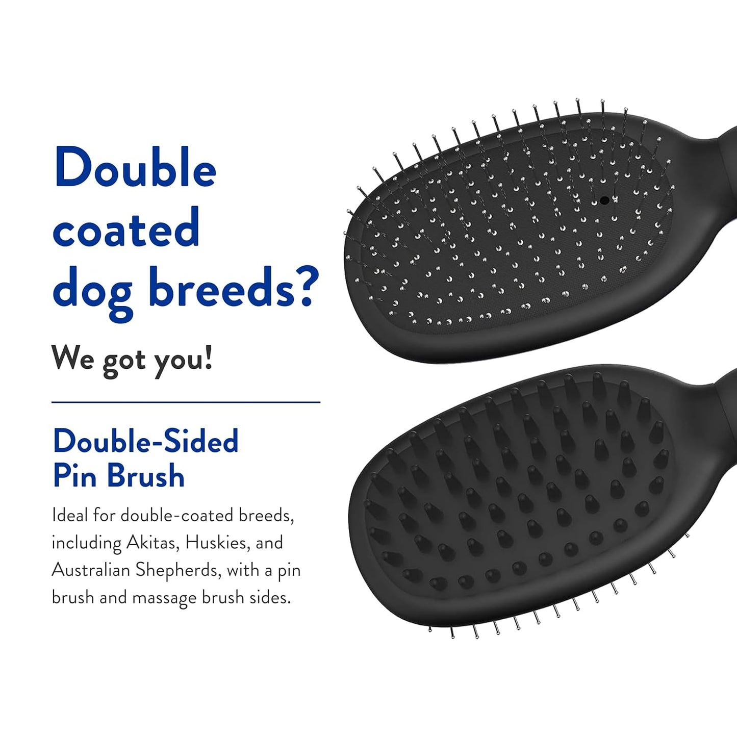 WAHL Professional Animal Double Sided Bath Pin Brush for Dogs (#858477) - Pet Brush to Groom Dogs - For Akitas, Huskies & Australian Shepherds - Durable Dog Pin Brush