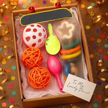 7 Pcs Parrot Bird Swing and perches for cage with Chew Toys Set- Pet Supplies Colorful Wooden Toys with Acrylic Décor Swing Hanging Birdcage Stands Playground for Lovebirds Conures Budgies.