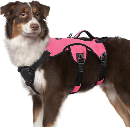 rabbitgoo Escape Proof Dog Harness, Soft Padded Full Body Pet Harness, Reflective Adjustable No Pull Vest with Lift Handle and Leash Clip for Large Dogs Walking Hiking Training, M, Pink