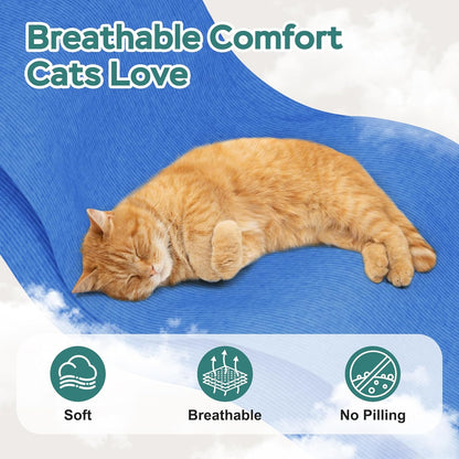 Self-Adhesive Cat Grooming Wrap, Cozy Cat Wrap for Cutting Nails, Breathable Anti-Scratch Cat Swaddle Bag for Brushing, Ear Cleaning, Dental Care, Medication, Injections, Blue S