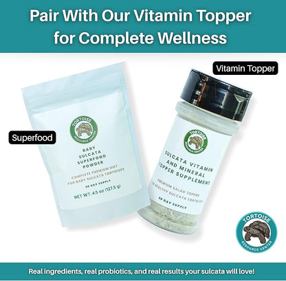 Premium Baby Sulcata Tortoise Food Powder with Calcium | Complete Diet for Baby Sulcata Tortoises | High Fiber, Low Protein with Probiotics for Growth & Shell Health | 4.5 oz Bag | 30-Day Supply