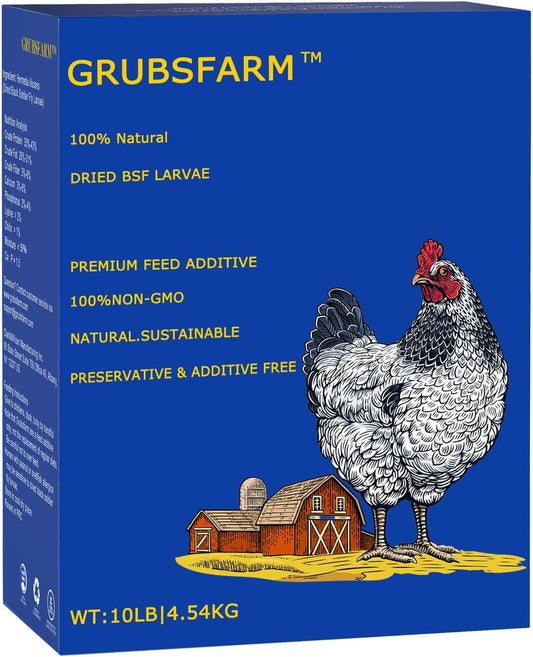 Premium Chicken Treats 10LB - Non-GMO & 85X More Calcium Than Meal Worms - Molting & Laying Supplement - BSF Larvae Treats for Layer Hens, Ducks Wild Birds