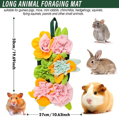 Rabbit Foraging Mat, Guinea Pig Toys19.69" X 10.63"Small Animal Foraging Mat,Enrichment Toy Promotes Natural Foraging Behavior and Mental Stimulation for Rabbits Ferrets Chinchillas