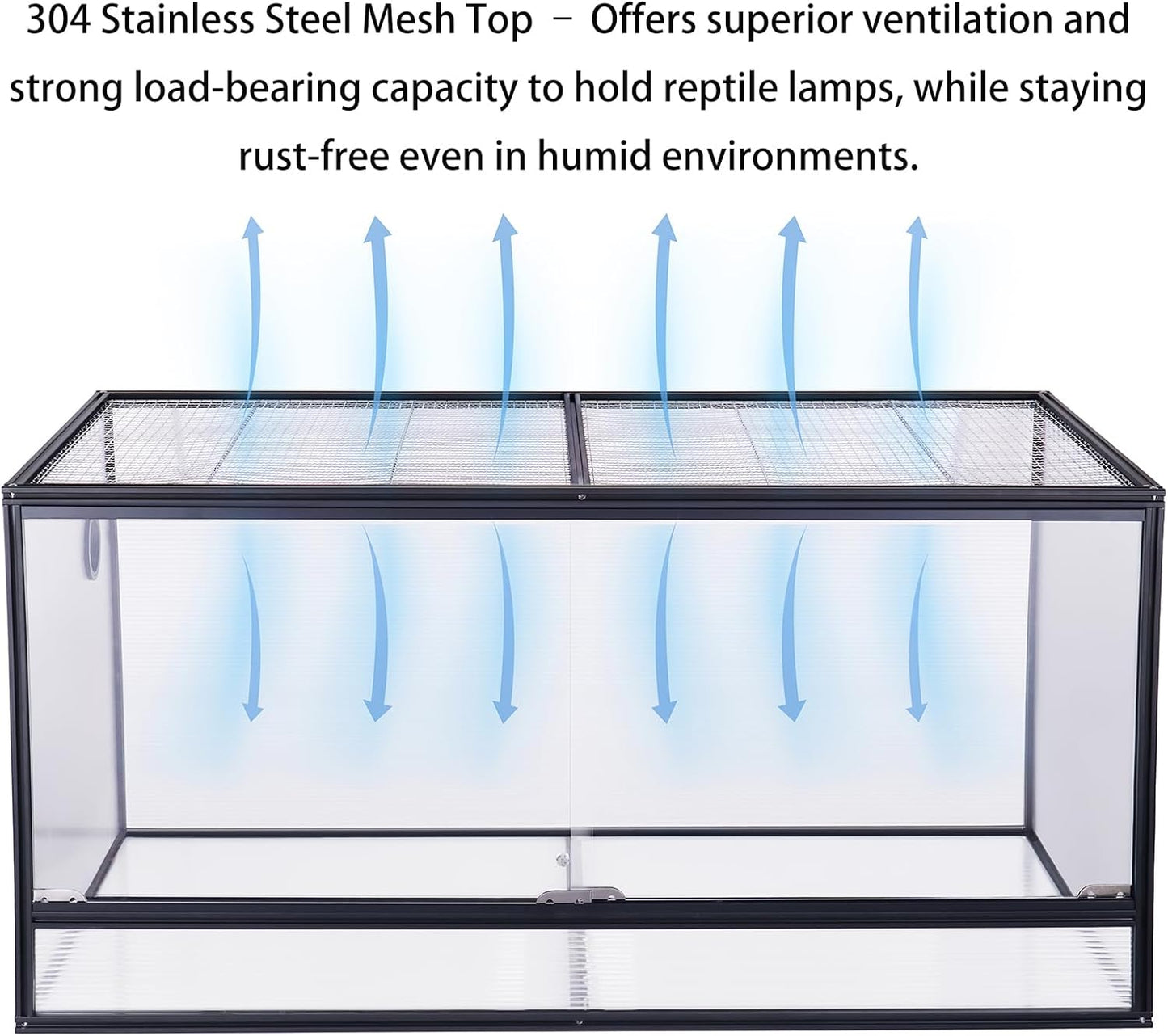 120 Gallon Bearded Dragon Tank, 48"x24"x24" (4x2x2 ft) Large Reptile Terrarium, Reptile Enclosure with Aluminum Frame, Mesh Top, Sliding Lock Doors