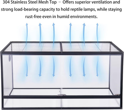 120 Gallon Bearded Dragon Tank, 48"x24"x24" (4x2x2 ft) Large Reptile Terrarium, Reptile Enclosure with Aluminum Frame, Mesh Top, Sliding Lock Doors