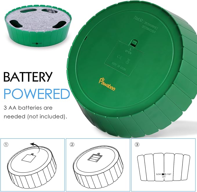 Pawaboo Interactive Cat Toy with Running Mouse, Electronic Motion Cat Toy Automatic Teaser for Indoor Cats, Pop and Play Hide Seek Cat Toys Hunting Mouse for Pet Cat Kitten Play Fun Exercise, Green