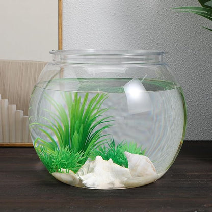 POPETPOP Transparent Betta Fish Tank, Multi-Function Round Fish Tank, Drop-Resistant Terrariums Bowl for Goldfish and Office Decor, Goldfish Tank
