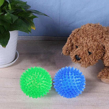 Orgrimmar 3 PCS Pet Squeaky Chewing Balls Dog Soft Stab Cleaning Teeth Toys Balls with High Bounce for Small Medium Large Pet Dog Cat Toys(Small,2.55in)