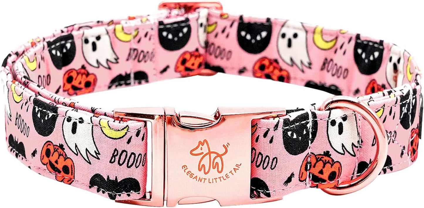 Elegant little tail Halloween Dog Collar, Autumn Pet Collar Durable Pink Dog Collars Male or Female Holiday Pet Gift Adjustable Dog Collar for Small Dogs