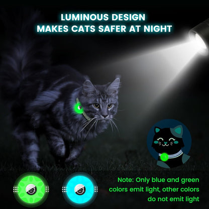 2 Pack Airtag Cat Collar,Reflective Kitten Collar Breakaway with Apple Air Tag Holder and Bell for Girl Boy Cats, Lightweight Adjustable for 7.87-13"" (Luminous Green&Orange)