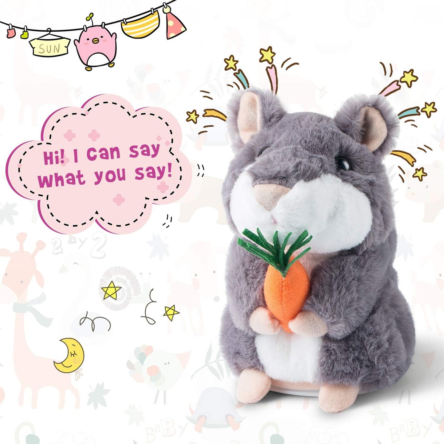 Ayeboovi Toddler Toys for Kids Talking Hamster Repeats What You Say Baby Toys Autism Toys Fun Toys Talking Toy for Boys and Girls