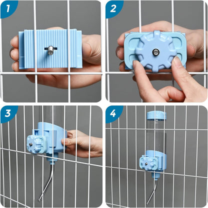 Vannon Top Fill Small Animal Water Dispenser for Cage, 23oz Auto Feeding Crate Water Bottle for Rabbit, Chinchilla, Ferret, Guinea Pig, Squirrel, Hedgehog, Pet Nozzle Diameter: 10mm, BPA Free, Blue