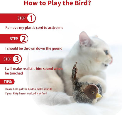 PETGEEK Gigwi Bird Cat Toy Simulated Chirping Bird Cat Toy, Fake Bird Cat Toys for Indoor Cats, Melody Chaser Cat Toys with Hanging Loop for Bored Indoor Adult Cats Kittens Interactive Play (Bird)