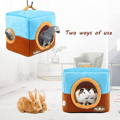 Large Size Parrot Nest House - Winter Warm Bird Snuggle Hut Hanging Birds House Cage Hideaway Cave Bed for Large Birds Amazon Parrots African Grey Cockatoos Macaws