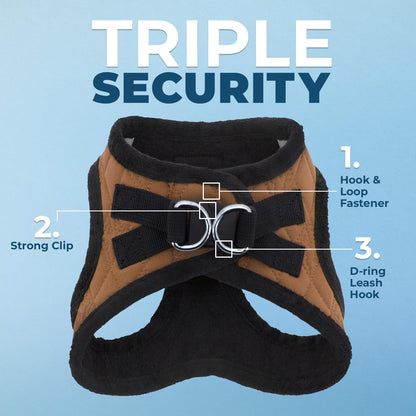 Best Pet Supplies - All Weather Mesh / Plush, Reflective, No Pull Harness for Small, Medium Dogs, Cats - Secure with Hook & Loop Fastener, Buckle, Double D-Rings - Beige Plush, XS