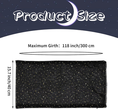 Daoeny Large Bird Cage Cover, Bird Cage Seed Catcher, Adjustable Soft Nylon Mesh Net with Twinkle Moon Star, Birdcage Cover Skirt Seed Guard for Parrot Parakeet Macaw Round Square Cages (Black)