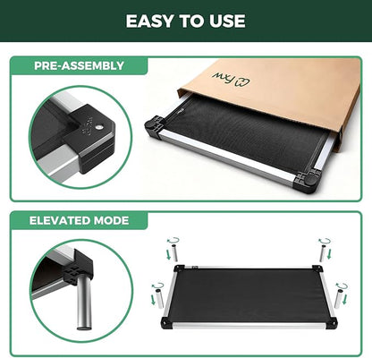 FXW TitanNest Chew-Proof Elevated Dog Bed, Raised Cot for Indoor/Outdoor/Camping Use, Durable & Waterproof Cooling Pet Bed for Large Dogs, 50.0" L x 31.0" W x 7.3" H, Black