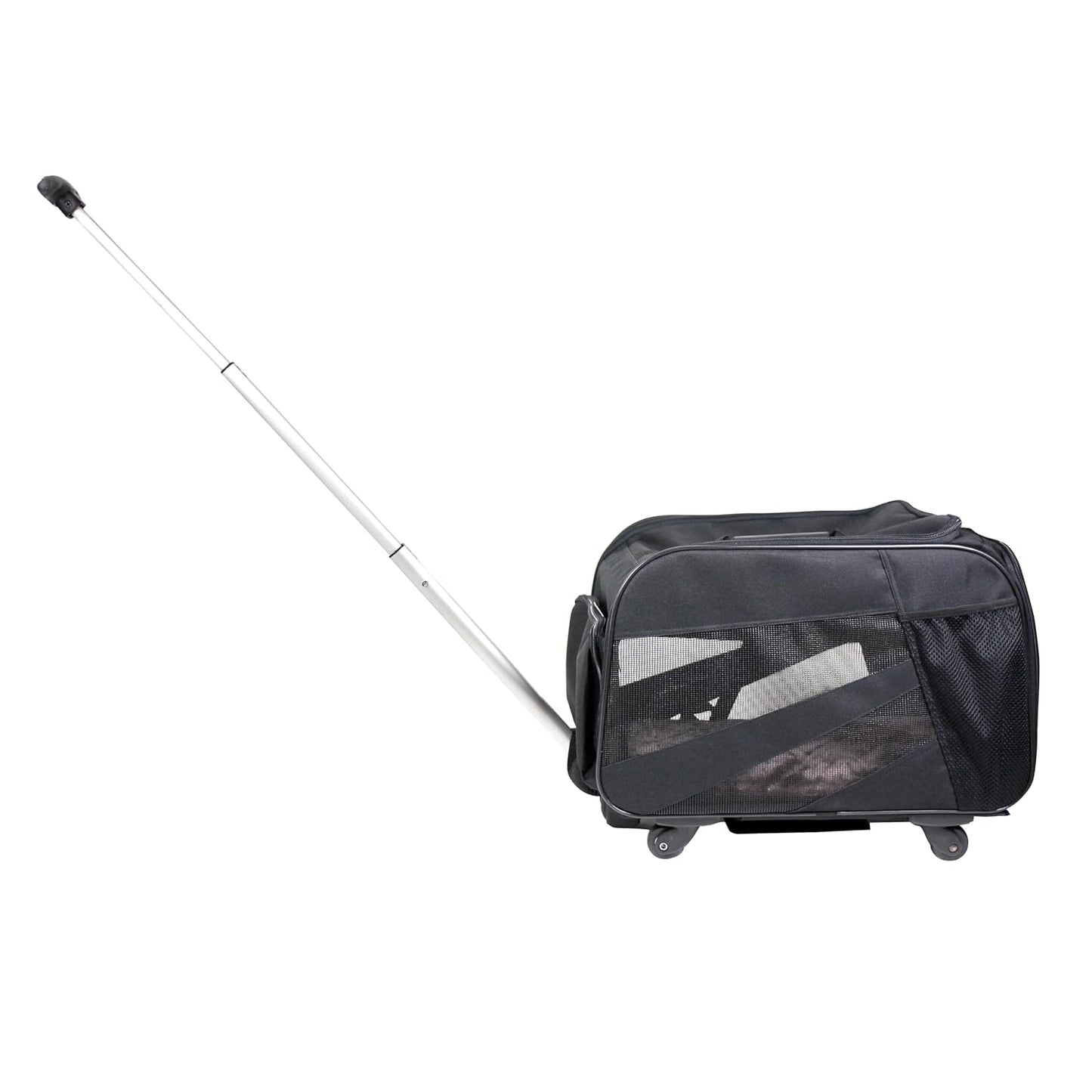 dbest products Smart Cart Pet Carrier with Wheels, Airline Approved Dog and Cat Carrier with Telescoping Handle, 21x12x12in, 24 lb Capacity, Black