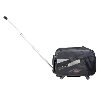 dbest products Smart Cart Pet Carrier with Wheels, Airline Approved Dog and Cat Carrier with Telescoping Handle, 21x12x12in, 24 lb Capacity, Black