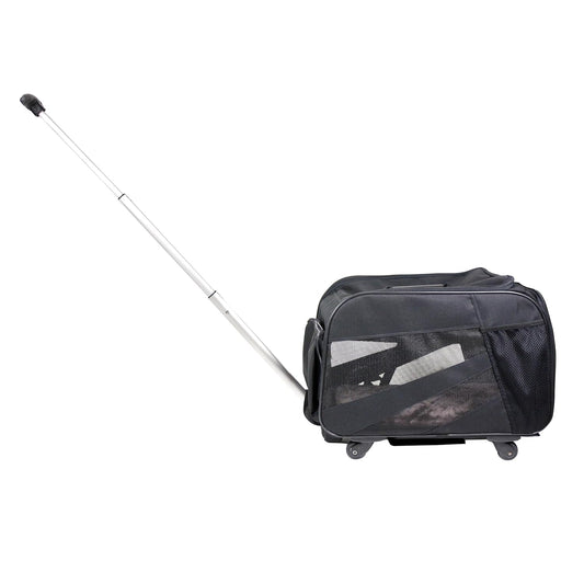 dbest products Smart Cart Pet Carrier with Wheels, Airline Approved Dog and Cat Carrier with Telescoping Handle, 21x12x12in, 24 lb Capacity, Black