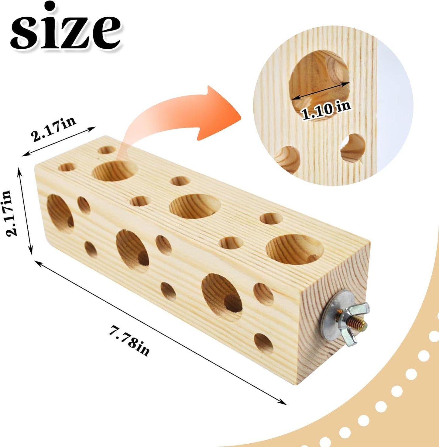 Wooden Bird Chewing Perch,Parrot Chew Block Toys for Medium Birds Parakeet Grinding Perch Foraging Toy Cockatiel Shredding Wood Stand for Budgie Lovebird Conure