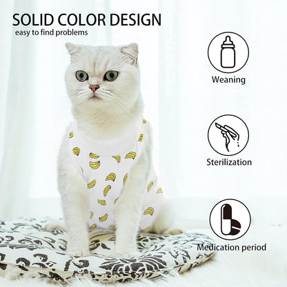 Cat Professional Surgical Recovery Suit,E-Collar Alternative for Cats Dogs,After Surgery Wear, Pajama Suit,Home Indoor Pets Clothing Banana S